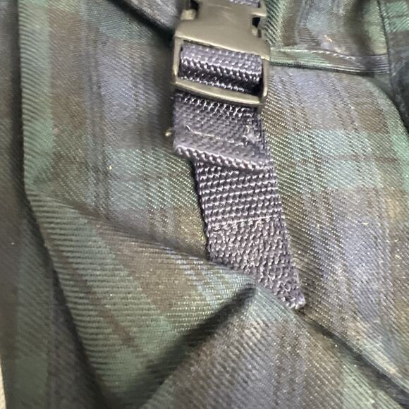 Vintage Tommy Hilfiger Spell Out Drawstring Cinch Backpack Navy Blue Green Plaid - Picture 3 of 9